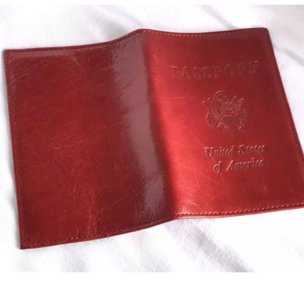 Abas Leather Passport ID Holder Wallet Lined Bifold Made In USA